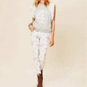Free People Rose Print Skinny Stretch Jeans
